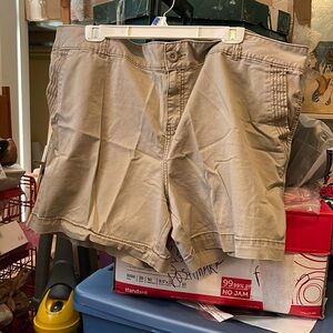 SEXY BEIGE SHIRT SHORTS ZIPPER/BUTTON FLAT FRONT